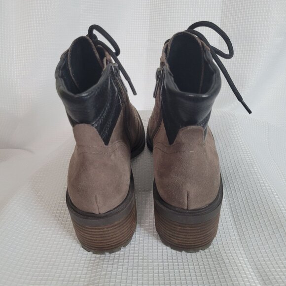 Lucky Brand Womens Size 8.5 Boots Suede Leather Lace-Up Zipper Chunky Heel Y2K - Picture 5 of 12